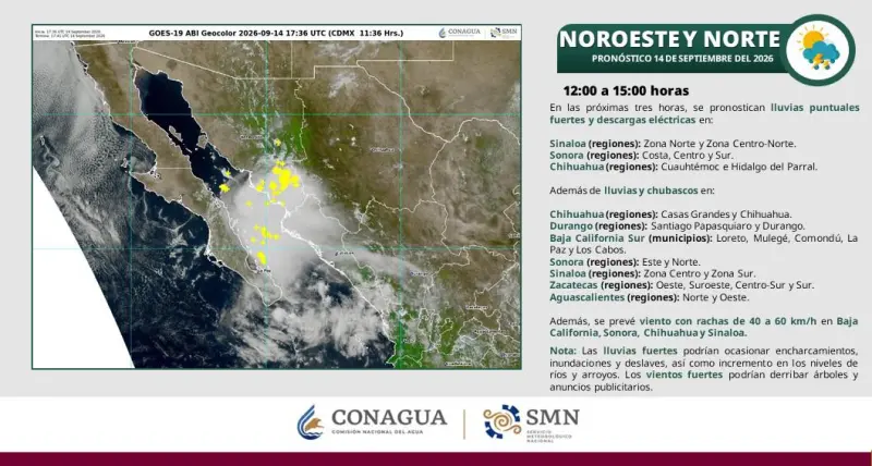 Protección Civil prevé más lluvias y tormentas durante toda la semana en Sinaloa
