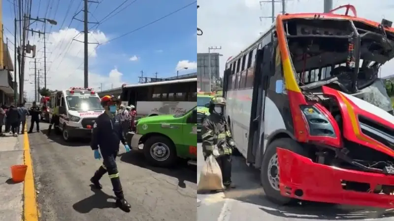 Impacta tráiler a autobús en Toluca; reportan al menos 20 heridos