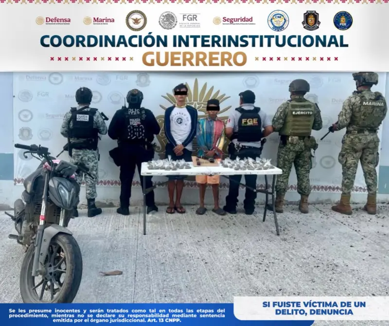 Caen 3 jóvenes con droga en Acapulco; uno es menor de edad