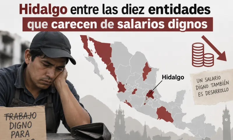 Hidalgo entre las 10 entidades que carecen de salarios dignos