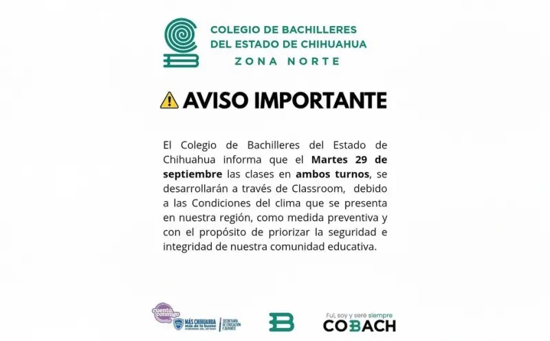 Bachilleres suspende clases virtuales en sus dos turnos