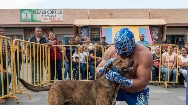 Un 'lomito callejero' de Ixtapaluca triunfa en función de lucha libre en medio de las fiestas patrias