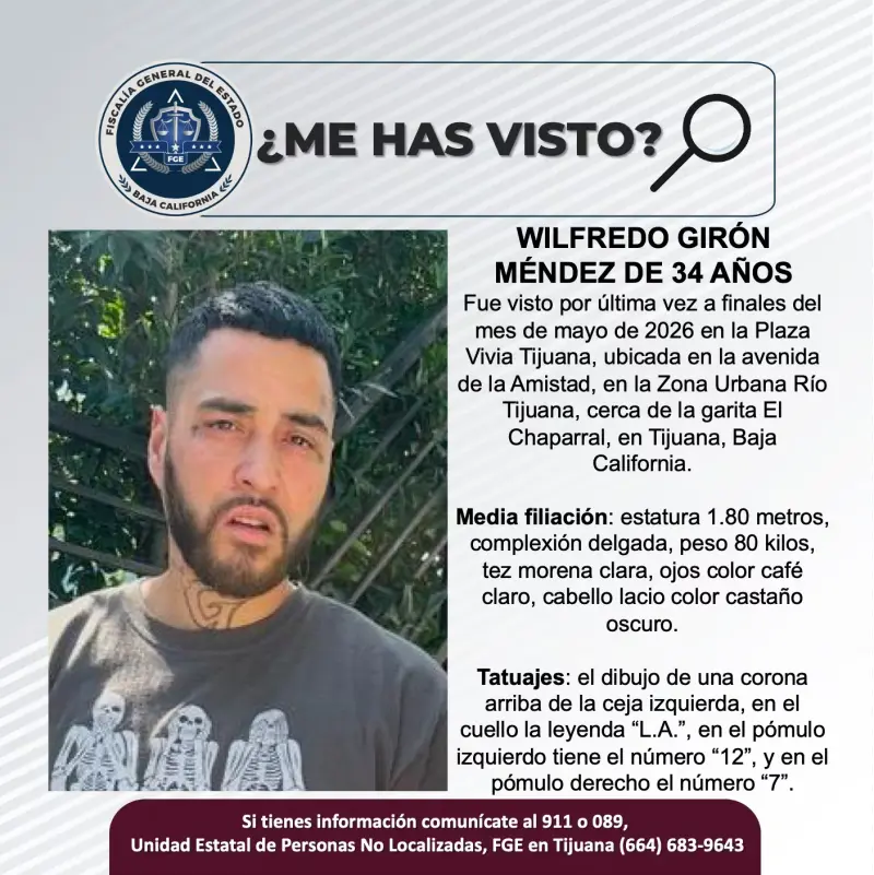 Se busca a Wilfredo Girón Méndez de 34 años