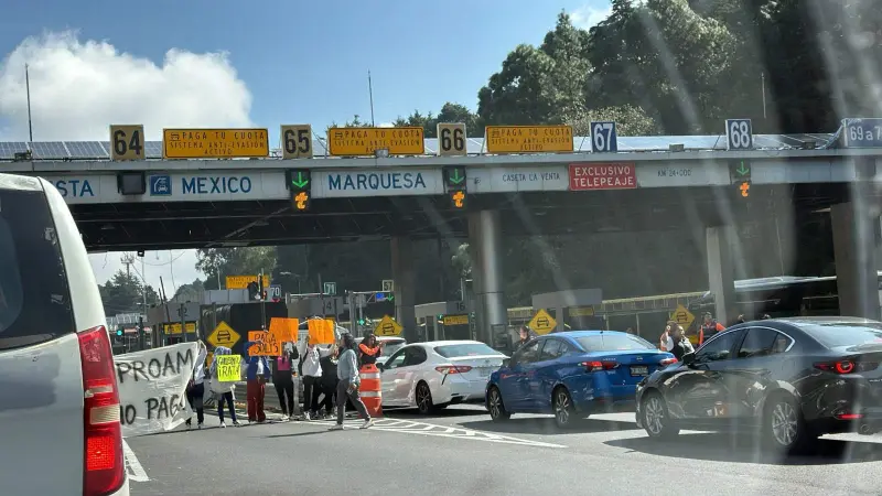 Bloquean parcialmente la México-Toluca trabajadores de PROAM