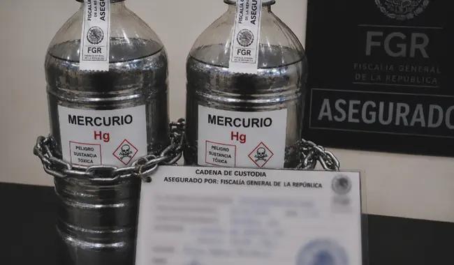Incauta SSPC federal 16 cajas conteniendo mercurio en Huimanguillo