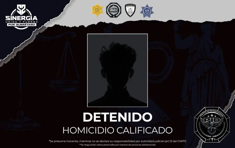 Detienen a adolescente por probable participación en homicidio calificado ocurrido en La Negreta