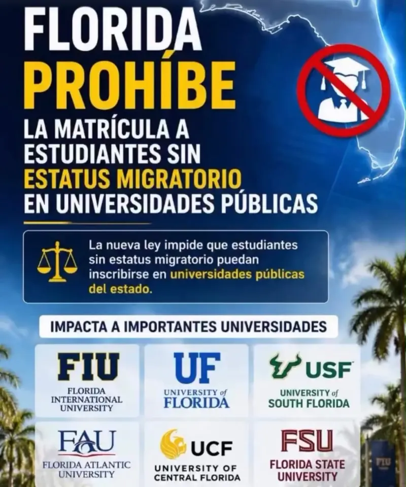 Florida impedirá el ingreso de estudiantes indocumentados a universidades públicas