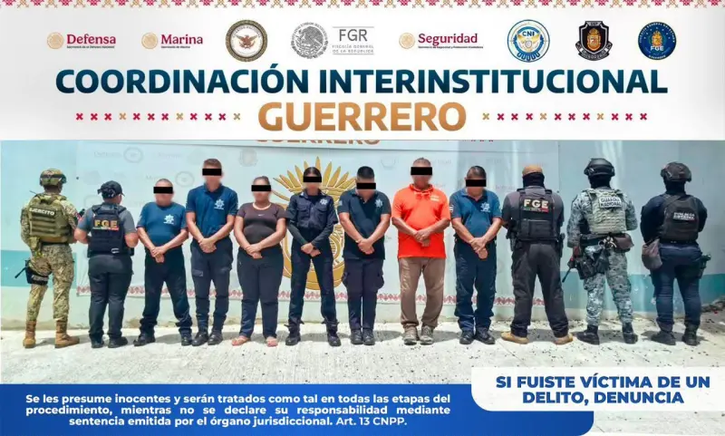 Detienen a director de Seguridad de Coyuca y a nueve policías por desaparición forzada y homicidio