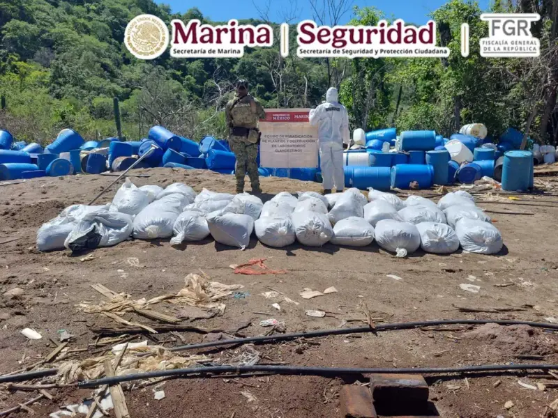 Aseguran 16 toneladas de metanfetamina en laboratorio de Sinaloa