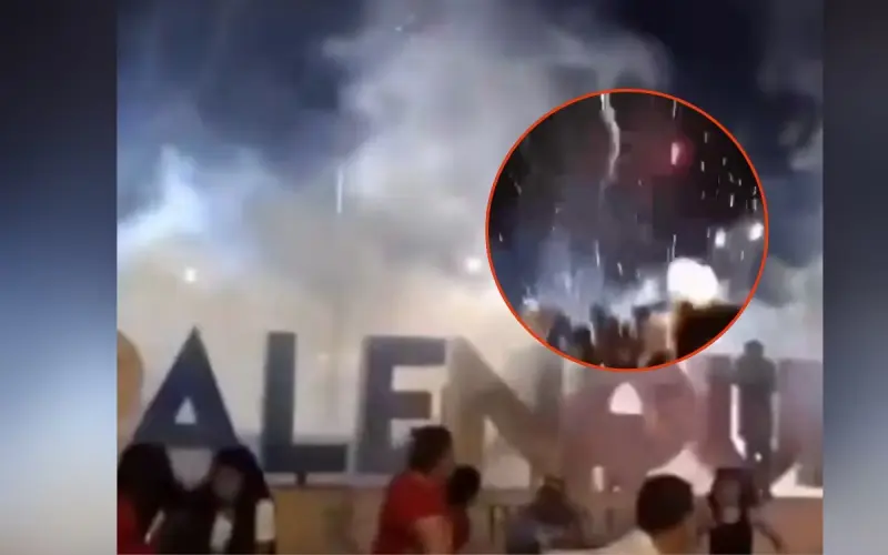 Pirotecnia cae cerca del público durante el Grito de Independencia en Palenque, Chiapas, y deja cuatro lesionados; videos muestran a familias corriendo para ponerse a salvo