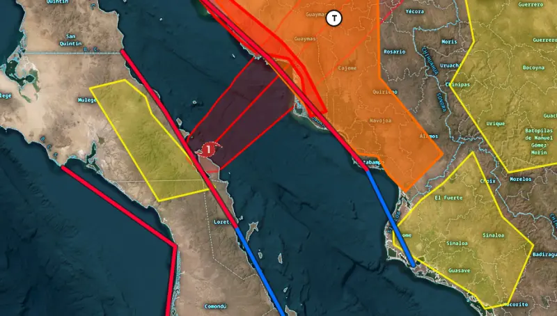 Huracán Polo impacta Baja California Sur y avanza hacia Sonora con lluvias torrenciales