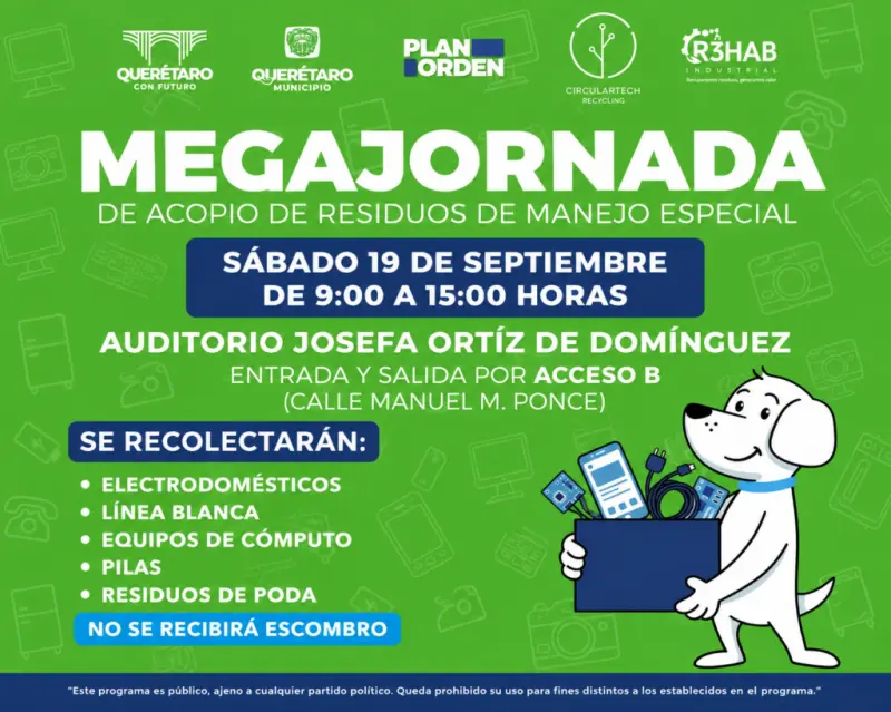 Municipio invita a Mega Jornada para recolectar electrónicos, electrodomésticos y residuos de poda