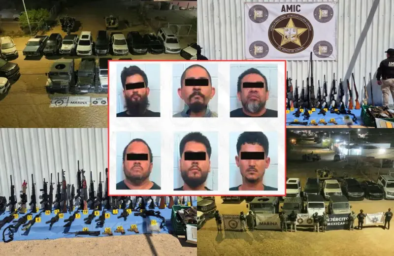 Caso Puerto Peñasco avanza con siete imputados por desaparición, tentativa de homicidio y asociación delictuosa tras los 8 cateos donde se aseguraron 37 vehículos y más de 40 fusiles