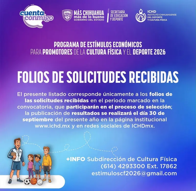 Publica ICHD folios recibidos para estímulos a promotores deportivos