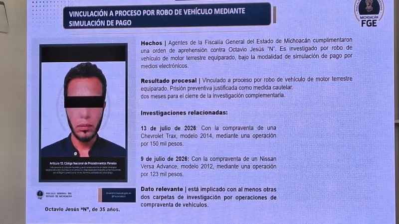 Detuvo FGE a Octavio Jesús acusado de robo de vehículos en 4 estados