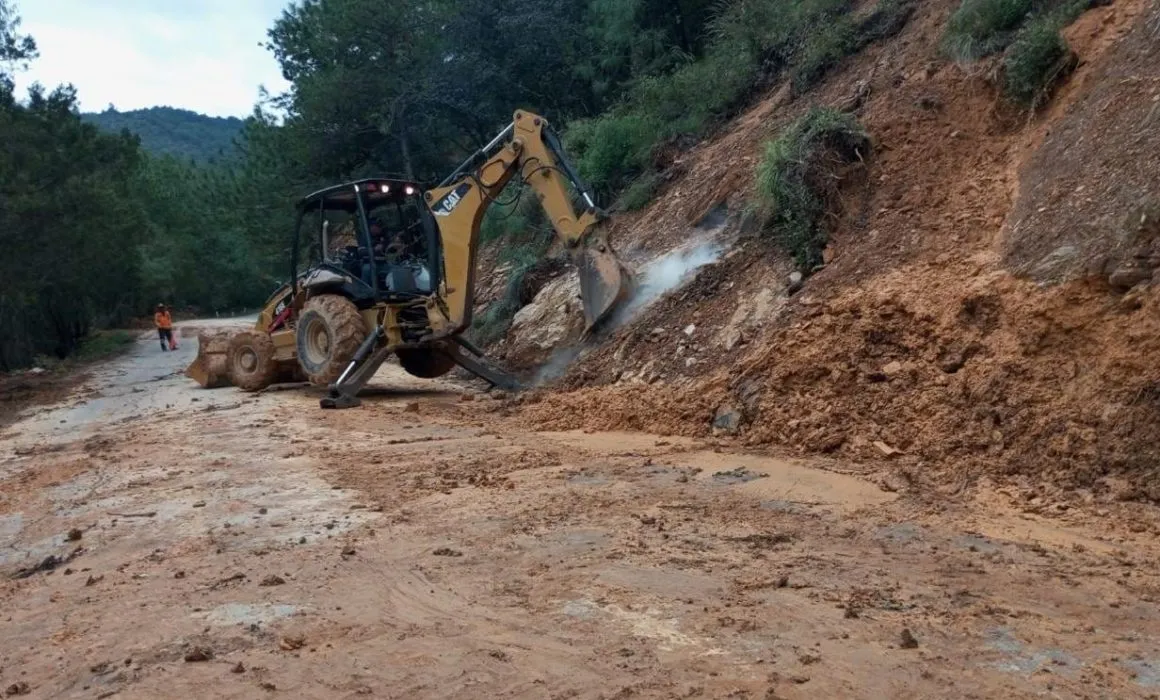 Atienden deslaves y caída de árboles en carreteras de la Sierra Gorda