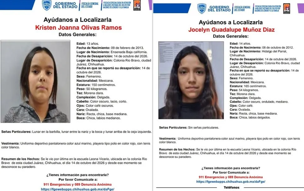 Buscan a Kristen y Jocelyn, vistas por última vez en la escuela Leona Vicario