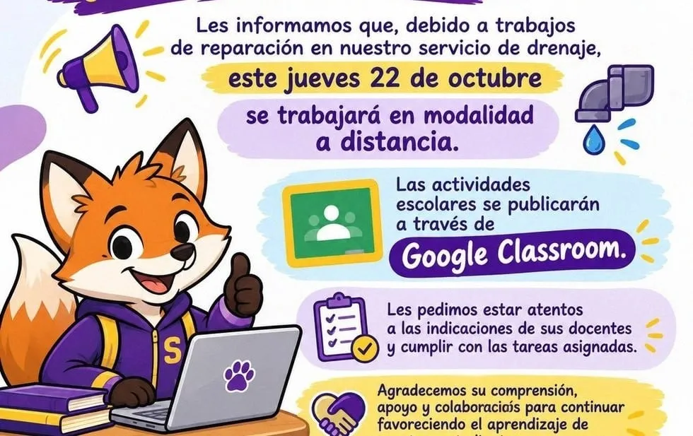Va Secundaria Federal 22 a clases virtuales por trabajos de drenaje