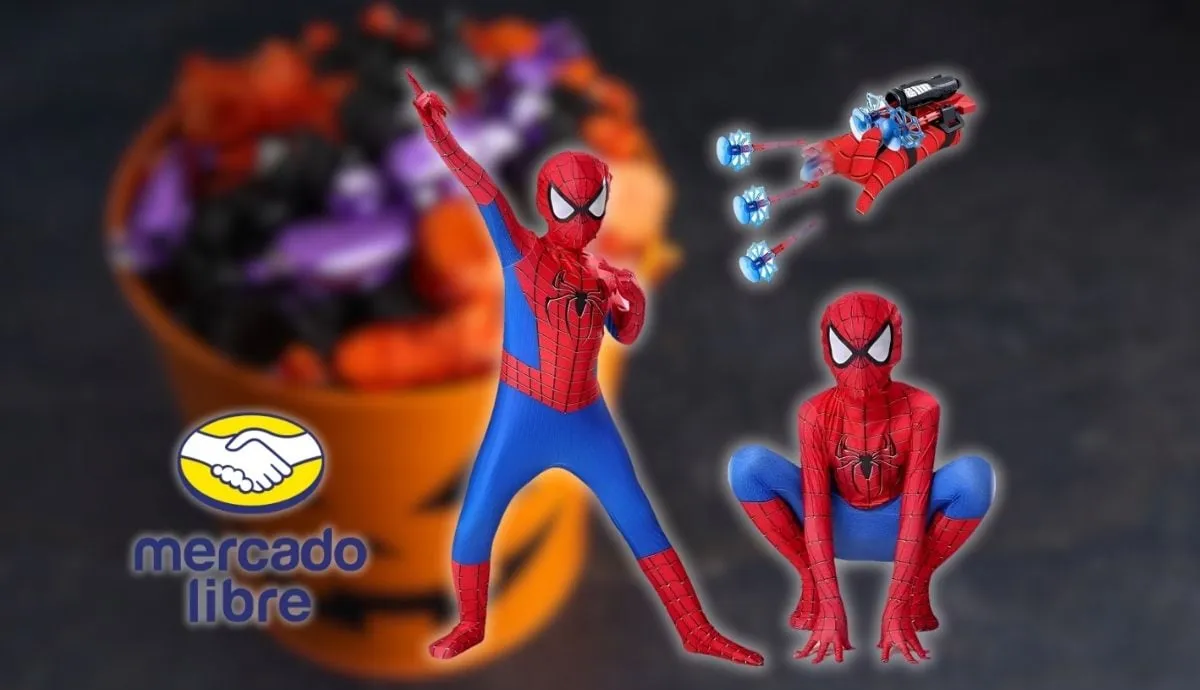 Mercado Libre rebaja disfraz infantil completo de Spiderman con 32 por ciento de descuento e incluye máscara independiente y lanzadores