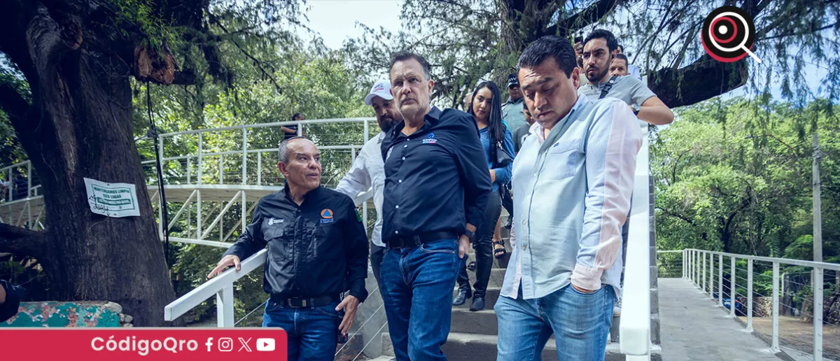 Kuri supervisa reconstrucción de puente peatonal en Jalpan de Serra