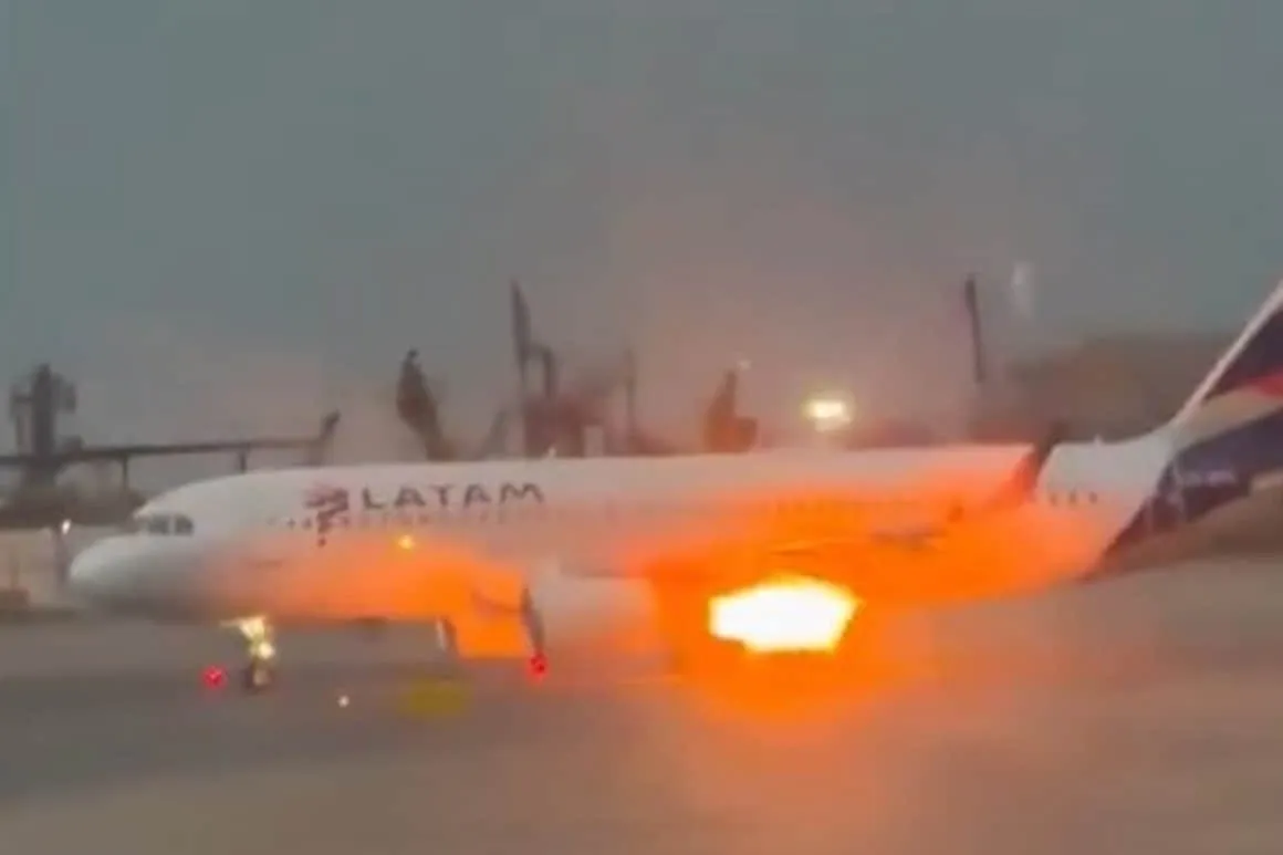 Se incendia motor de avión de LATAM previo al despegue en Lima, Perú