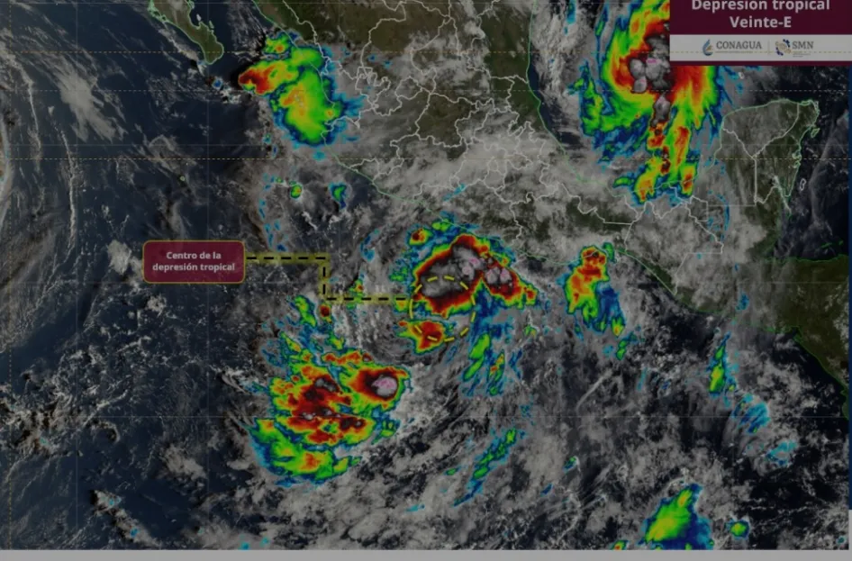 Se forma la depresión tropical 20-E frente a Guerrero