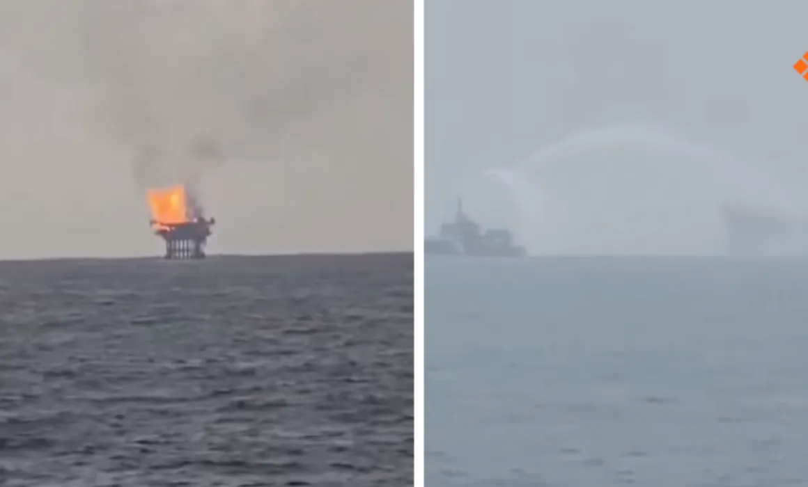 Se incendia plataforma petrolera de Pemex en el golfo de México