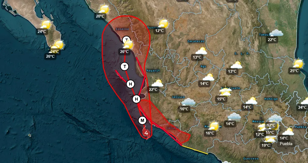 Huracán Simon cambia trayectoria y el Meteorológico prevé impacto en Sinaloa como tormenta tropical