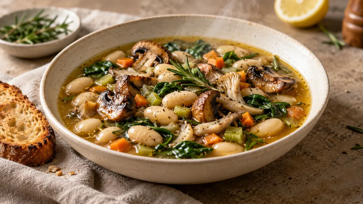 Caldo de frijoles blancos con hongos: Una receta fácil para las tardes frías