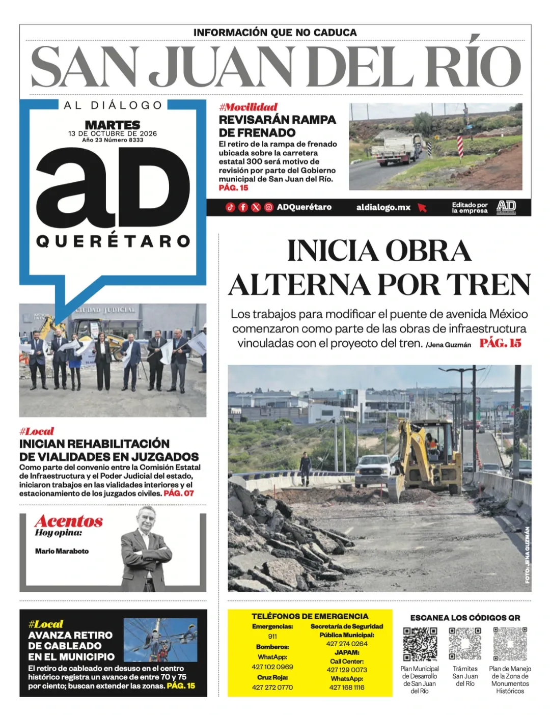 Inicia obra alterna por tren