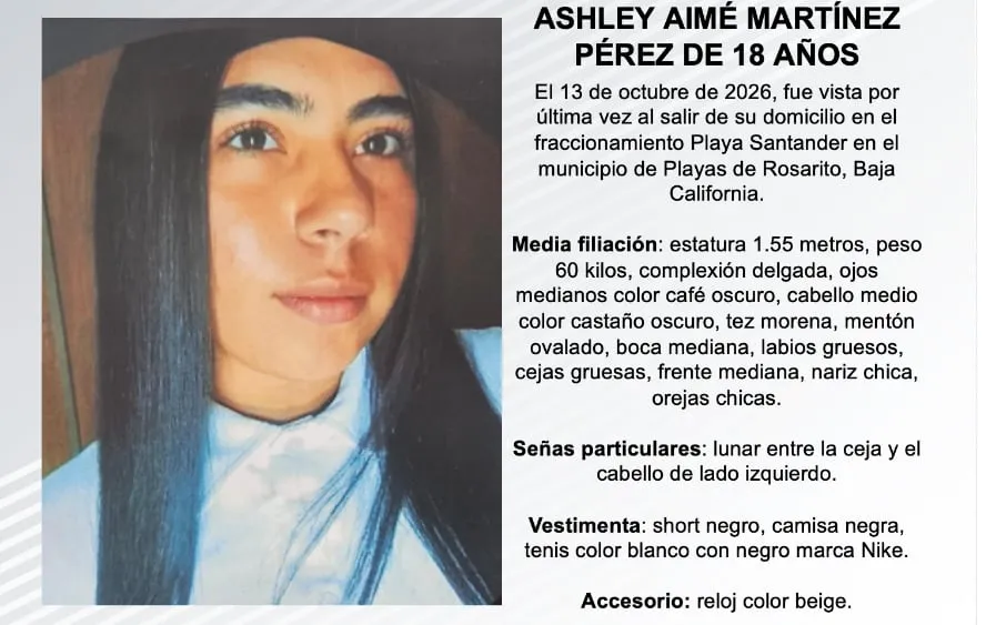 Se busca a Ashley Aimé Martínez Pérez de 18 años