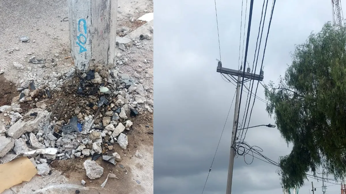 Advierten riesgo por poste de luz inclinado frente a CBTis 278 en Tijuana