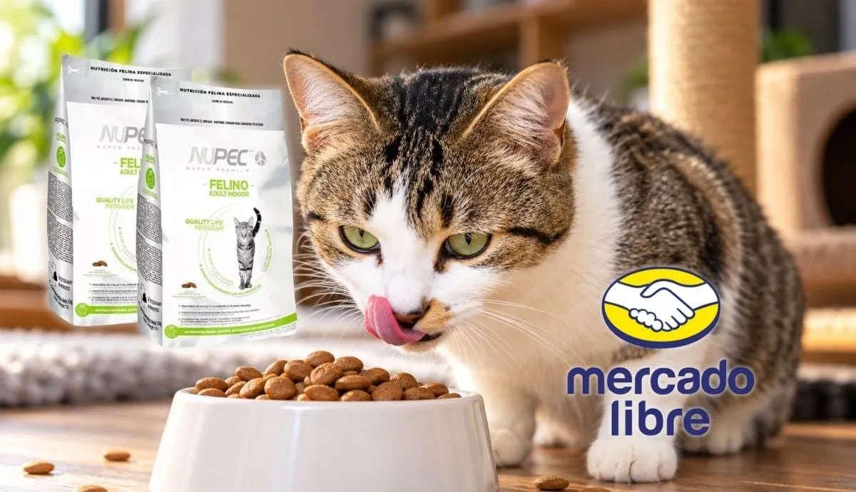 Mercado Libre ofrece el paquete de 10 kilos de alimento para gato Nupec Indoor con descuento del 20 por ciento y envío gratis a todo México