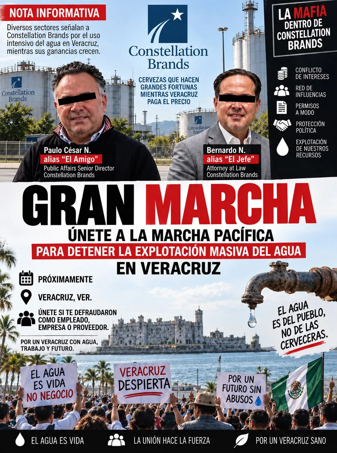 Anuncian marcha de protesta contra Constellations Brands
