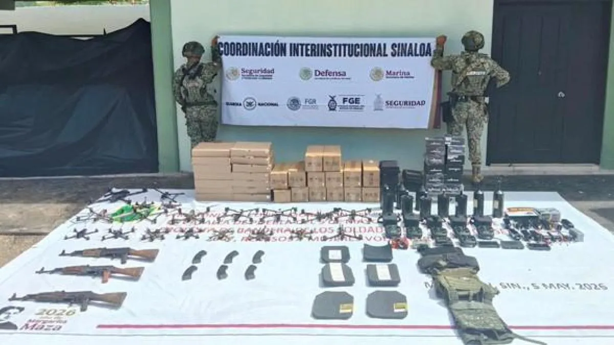 Ejército Mexicano y Guardia Nacional aseguraron armamento en el municipio de Mazatlán, Sinaloa