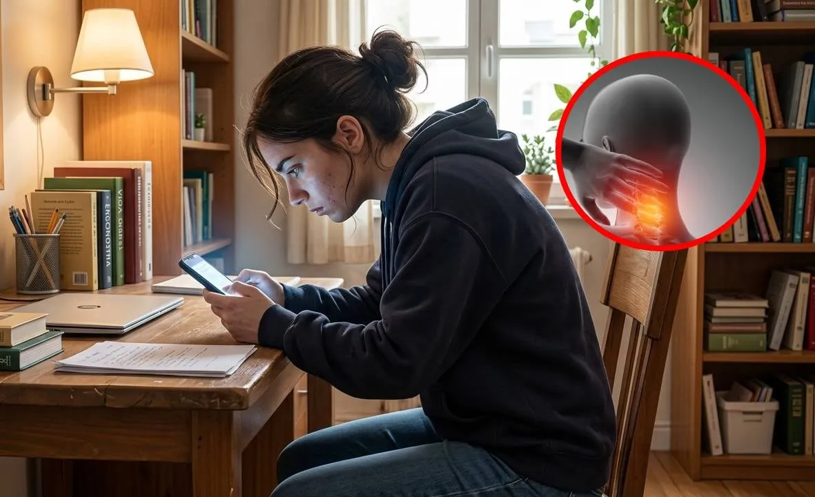 La mala postura al usar el celular puede causar el síndrome del cuello de texto