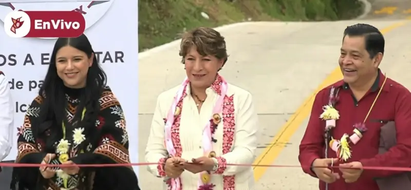 Entrega gobernadora Delfina Gómez nueva carretera en Donato Guerra