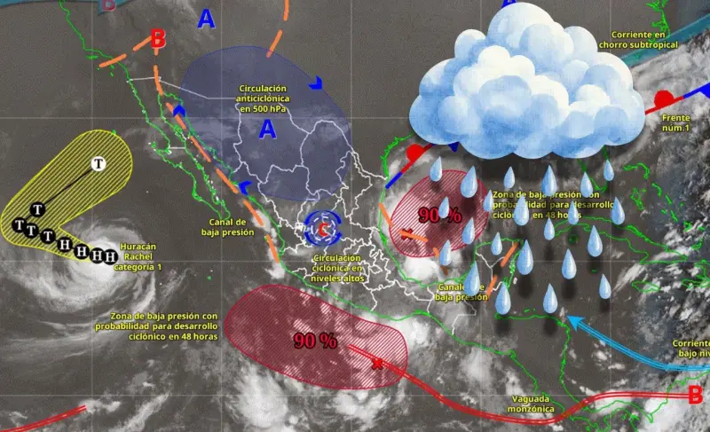 Lluvias torrenciales en Veracruz y fuertes precipitaciones en varios estados de México este martes
