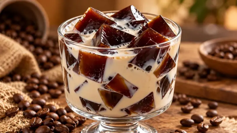 Receta para preparar una gelatina de café con crema al estilo japonés en casa