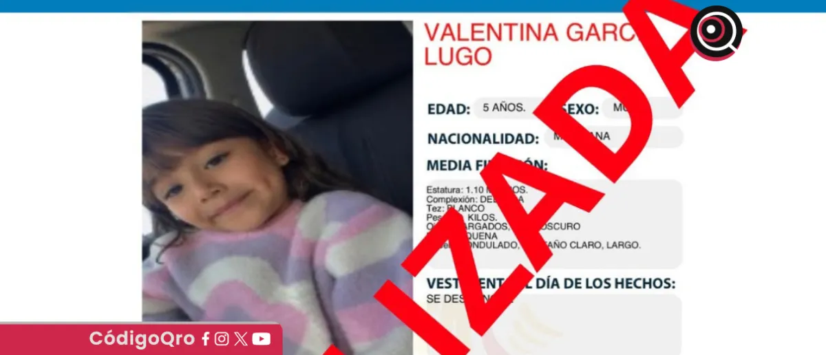 Valentina García Lugo, de 5 años, fue localizada con vida