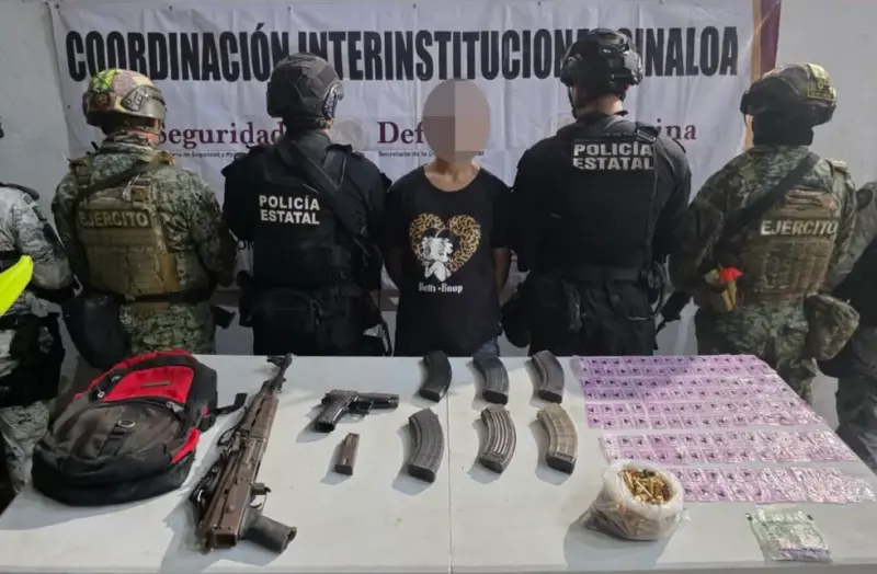 Detienen en Culiacán a un hombre con fusil AK-47 y 200 dosis