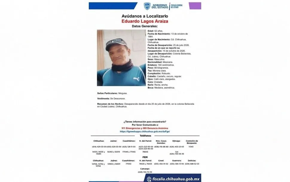 Busca FGE a dos hombres reportados desaparecidos en Juárez