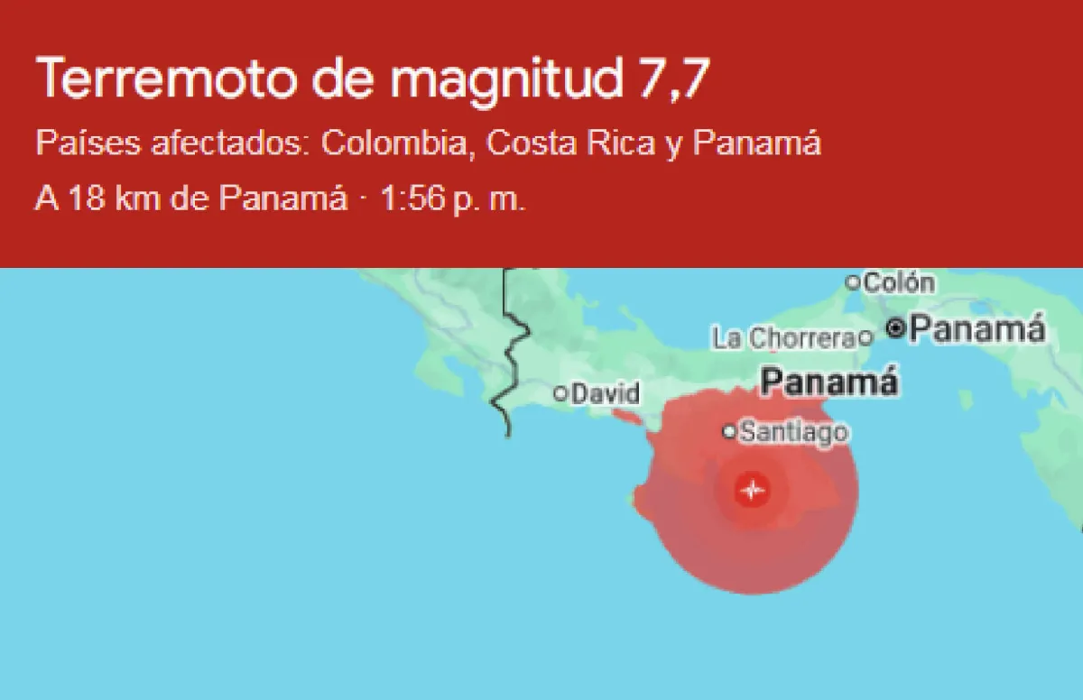 Un terremoto de magnitud 7,6 sacude Panamá y activa la alerta por tsunami en varios países