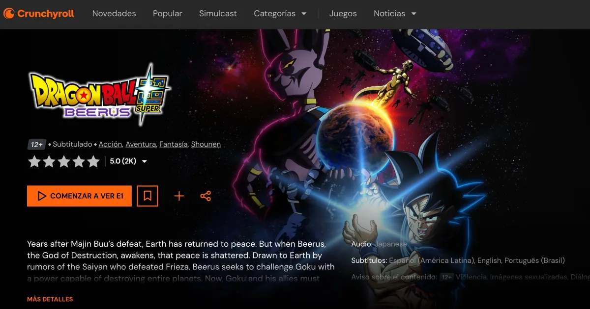 “Dragon Ball Super: Beerus”: Si aún no te aparece en Crunchyroll SIGUE ESTE PASO A PASO, ya está disponible