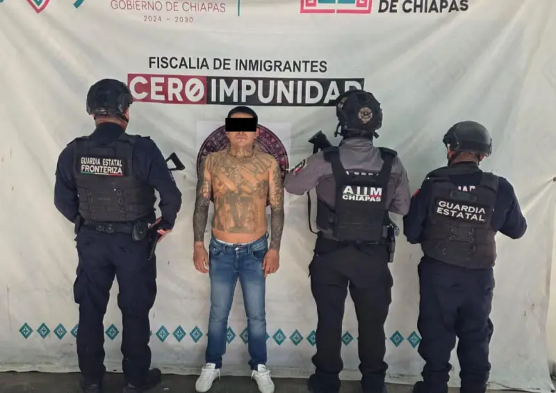 Cae en Tapachula ‘El Pupito’, líder salvadoreño de ‘18 Sureños’ buscado por seis feminicidios en El Salvador