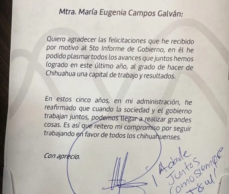 Maru Campos agradece mensaje de Marco Bonilla tras su Quinto Informe