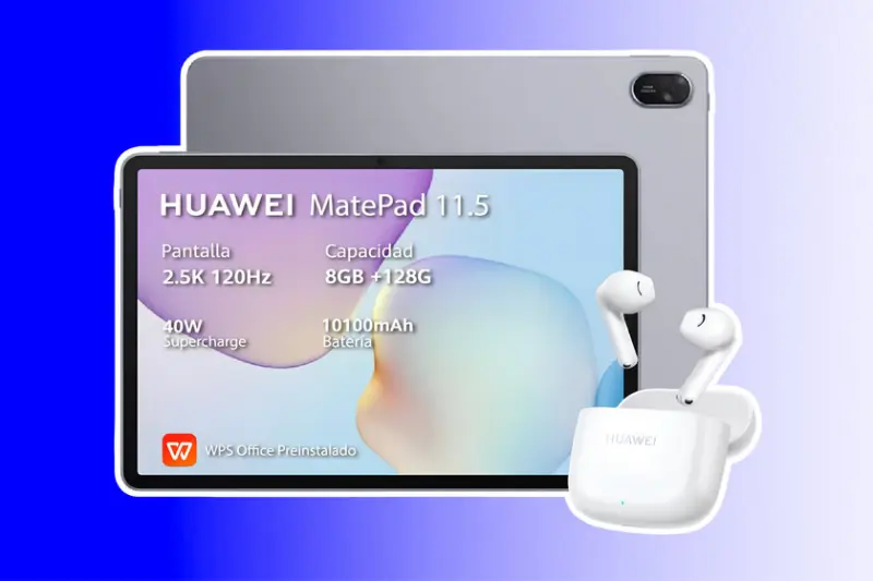 Esta tablet barata de Huawei tiene 8 GB de RAM y es perfecta para trabajar. Está en oferta e incluye audífonos de regalo