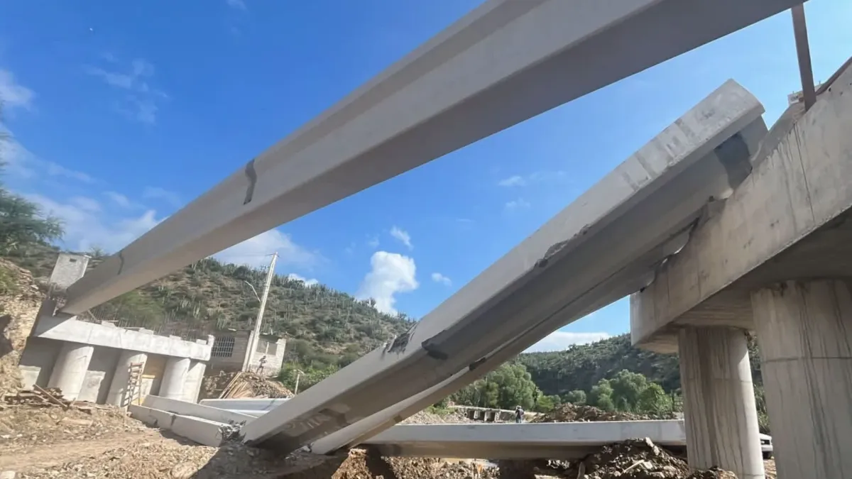 Colapsan trabes en la construcción del puente vehicular de El Chilar, en Tolimán