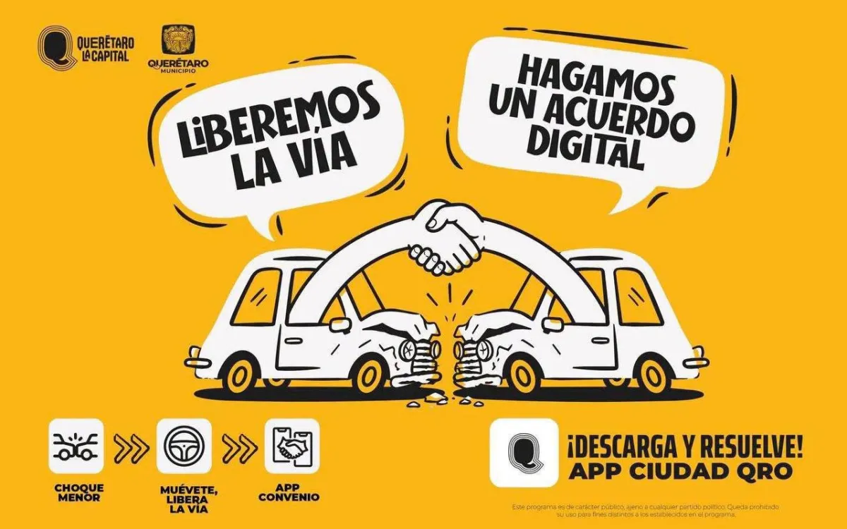 La aplicación Ciudad QRO permitirá registrar percances sin personas lesionadas y formalizar convenios entre los involucrados, cuando se cumplan las condiciones establecidas.