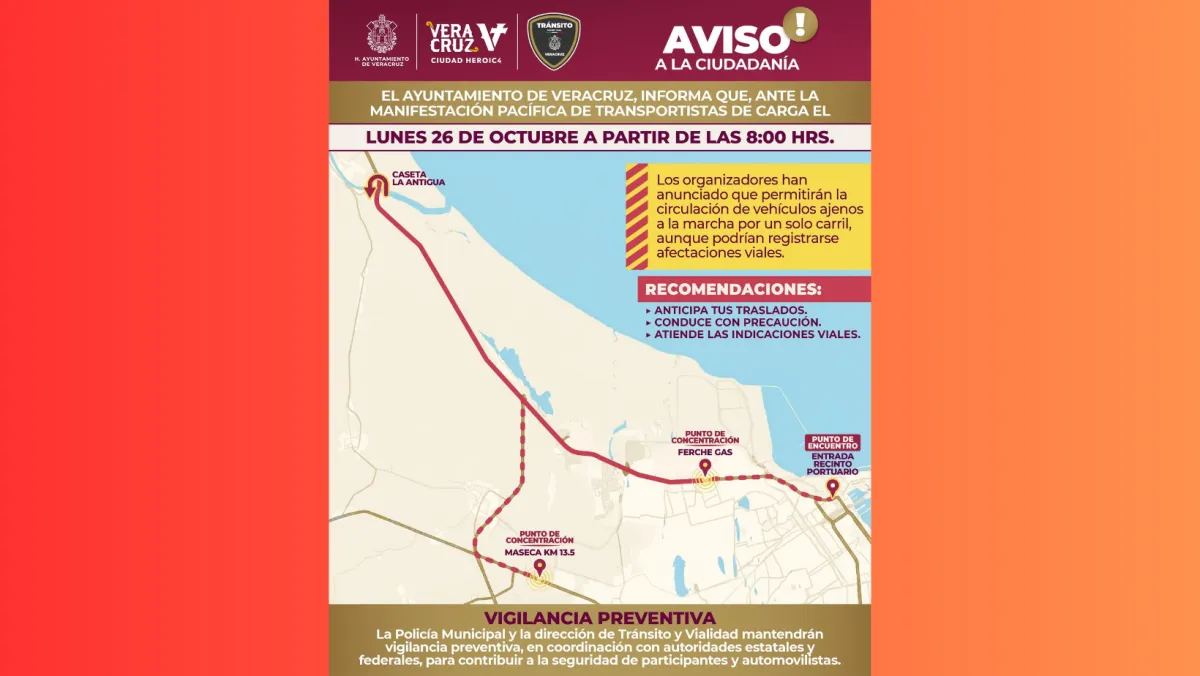 Emite alcadía de Veracruz aviso preventivo ante protesta